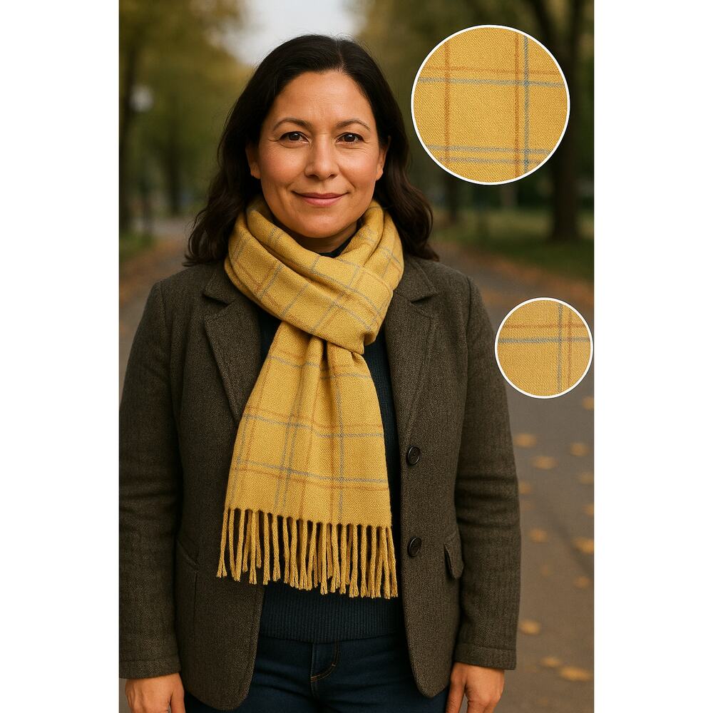 Vntg 80s Strawbridge Cashmink Plaid Scarf Germany Quietlux Heritage Soft Fringe - Picture 2 of 7